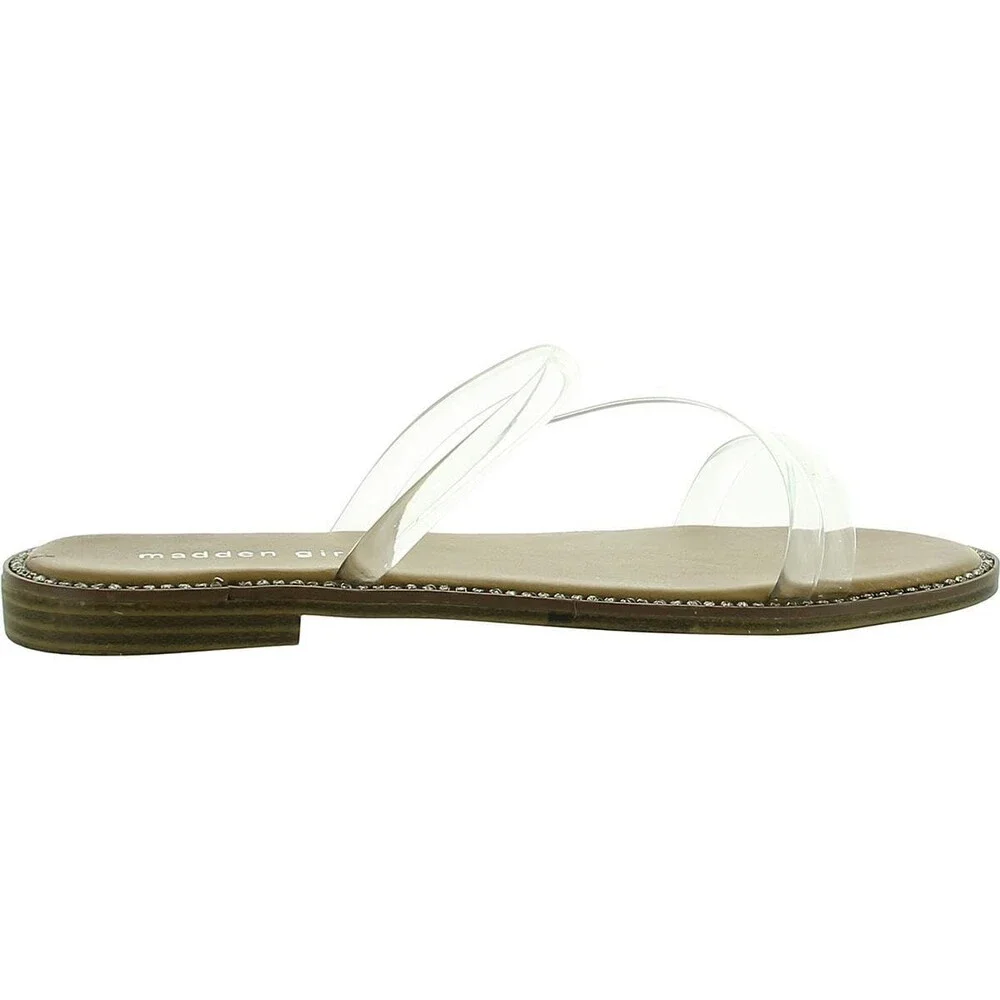 Madden Girl Fondue Sandals Women's US 6.5 Clear Round Toe Slip On Slide ZAP2497